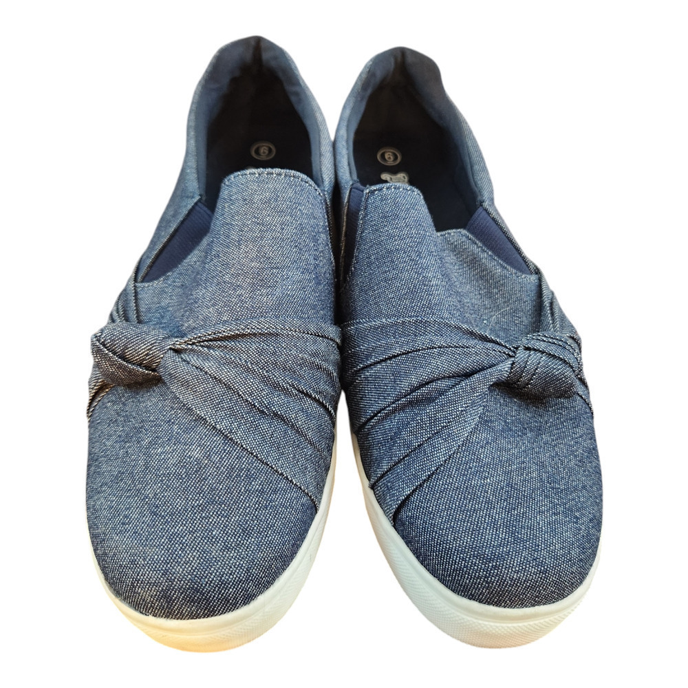 Brash womens sz 6 comfort shoes blue slip on with knot casual